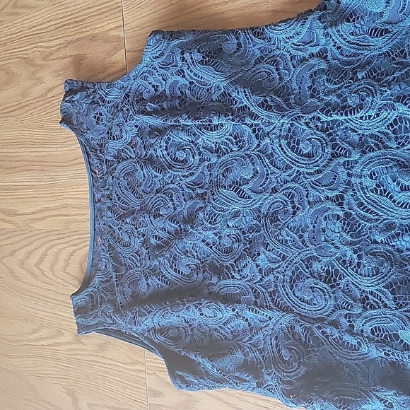 LIZ CLAIRBONE esleveeles roundneck midi dress size 8 color green  lace - Picture 15 of 15